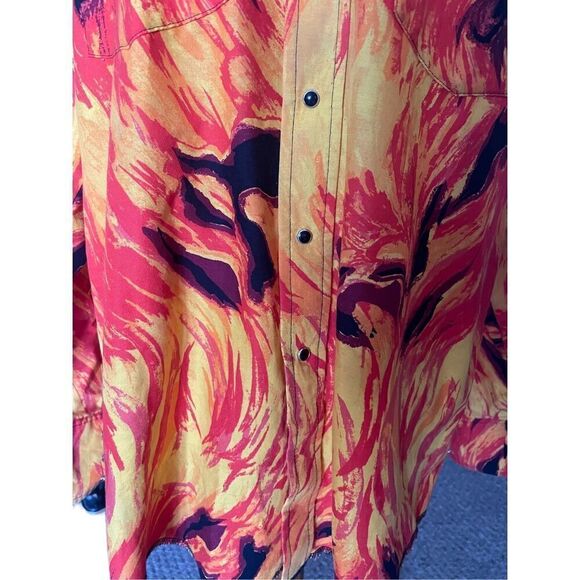 Wrangler Men's Western Bull Flame Vintage Long Sleeve Button-Down Shirt Large - Picture 8 of 11